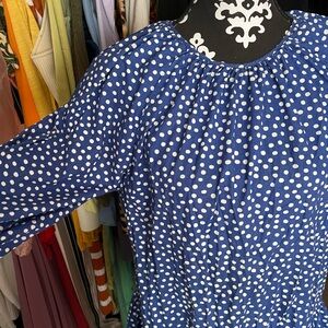 H&M Navy Blouse with White Dots
